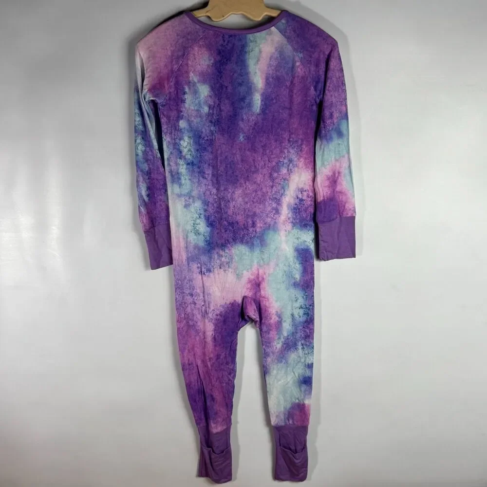 Little Sleepies Toddler 2T Purple Blue Watercolor Bamboo Convertible Zippy
